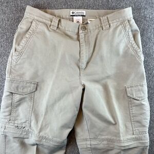 Columbia Pants Mens Large Beige GRT Packable Convertible Nylon Hiking